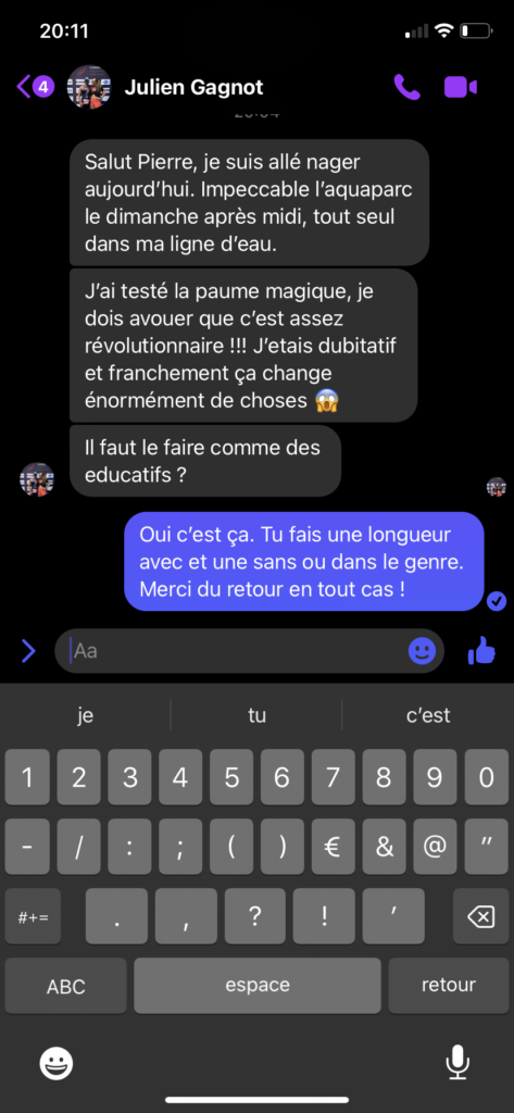 Avis d’un nageur sur la paume magique